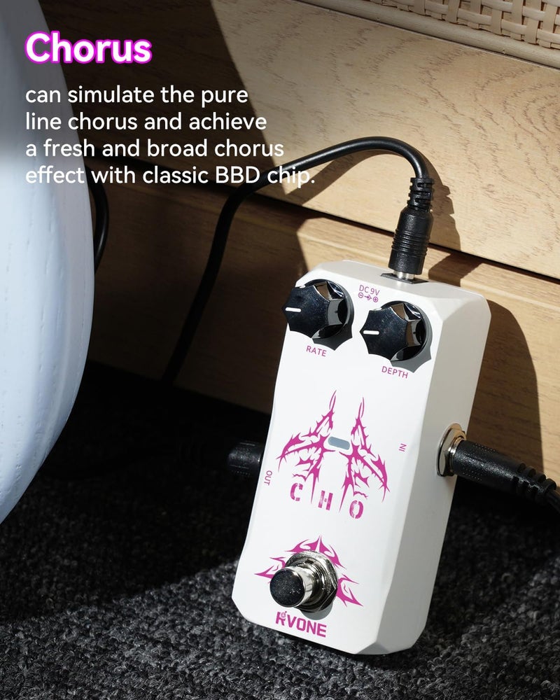 RVONE Chorus Guitar Pedal, Analog Guitar Pedal with BBD Circuitry, Guitar Effects Pedal True Bypass & Aluminum Case, Electric Guitar - Image 4